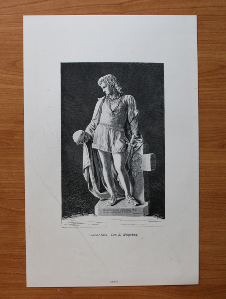 Wood Engraving Hamlet 1882 after A Weizenberg Shakespeare Art Artist